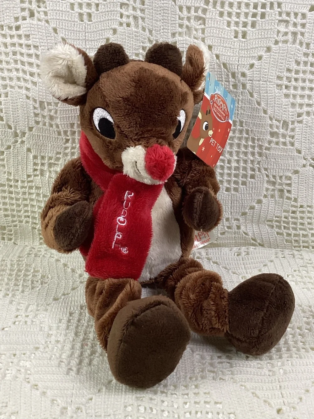 Rudolph Red-Nosed Reindeer Plush with Red Scarf Pet Toy